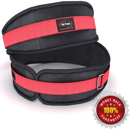 Lifting Belt By Rip Toned - 4.5 Inch Weightlifting Back Support & Bonus Beanie (Some Sizes) -For Powerlifting, Crossfit, Bodybuilding, Strength & Weight Training, MMA - Lifetime Warranty -Bonus eBook