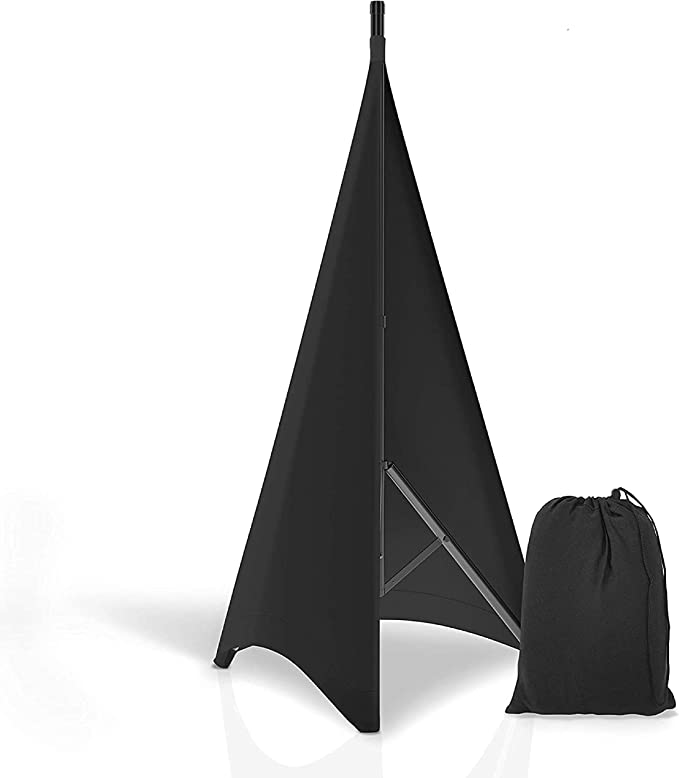 Universal Lighting Tripod Stand Scrim - Double-Sided DJ Speaker; Light Stand Skirt Cover with Hook and Loop; Bag Made from Stretchable Lycra Spandex; Fit Stands Up to 75” x 43” - Pyle PSCRIM2B (Black)