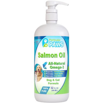 Salmon Oil for Dogs and Cats - All-Natural Omega-3 Pet Food Fish Oil Supplement - Supports Immune System Heart Health and Shiny Coat - 32oz