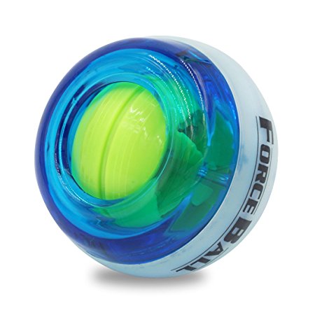 DINOKA Wrist Power Ball with LED Lights Gyroscopic Ball Spinner Sports Fitness Wrist and Forearm Exerciser No Battery Needed -Best Gift for All Your Friends and Family(Blue-Without Counter)