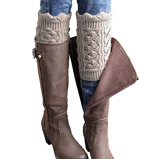 FAYBOX Women's Short Leg Warmer Crochet Boot Cover