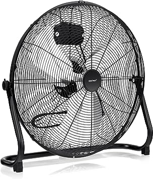 COSTWAY Floor Fan, 20-inch High Velocity Floor Fan with 145° Adjustable Tilt, 3-speed Adjustable, Heavy Duty Metal Industrial Floor Fan for Home Garage Warehouse Workshop Outdoor Indoor Use, Black