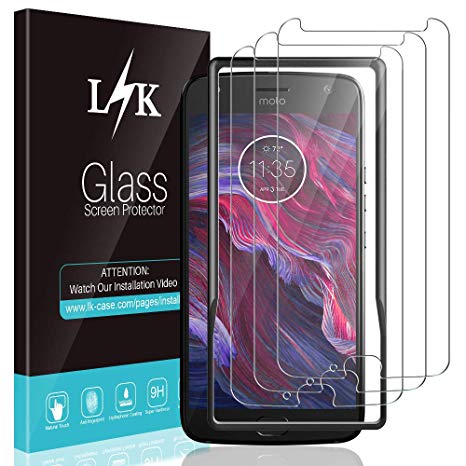 [3 Pack] L K Screen Protector for Motorola Moto X4, [Frame-Installation] [Anti-Scratch] Tempered-Glass 9H Hardness, Lifetime Replacement Warranty