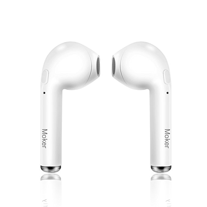 Bluetooth Wireless Earbuds,Moker Wireless Headphones Headsets Stereo In-Ear Earpieces Earphones With Noise Canceling Mic for iPhone X 8 8plus 7 7plus 6S Samsung Galaxy S7 S8 IOS Android (1)