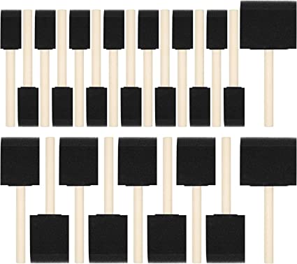 24 Pcs Foam Paint Brushes Set, Wood Handle Sponge Paint Brushes, Lightweight and Durable, Sponge Paint Brushes for Staining, Varnishes, and DIY Craft Projects(1'', 2'' and 3'' Different Size, Black)