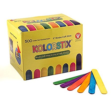 Hygloss 73250 500-Piece Kolorstix Colored Craft Sticks, 6-Inch