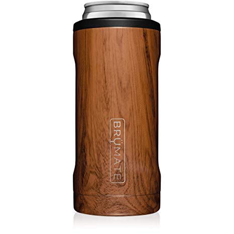 BrüMate Hopsulator Slim Double-walled Stainless Steel Insulated Can Cooler for 12 Oz Slim Cans (Walnut)