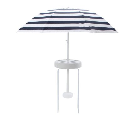 Shade Science Floating Umbrella and Buoy, Navy and White Stripe