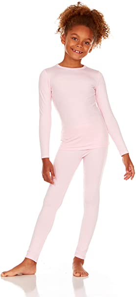 Thermajane Girl's Ultra Soft Thermal Underwear Long Johns Set with Fleece Lined