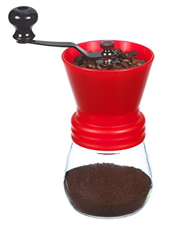 GROSCHE Bremen Adjustable Ceramic Conical Burr Manual Coffee Grinder (Red)