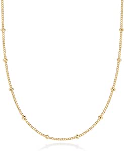 PAVOI 14K Gold Plated Adjustable Link Chain Necklace for Women | Box Rope Sphere Bead Serpentine Anchor Mariner Gold Chain Necklaces