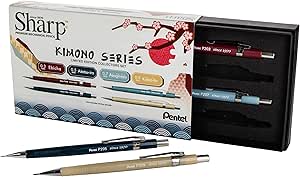 Pentel Sharp Mechanical Pencil, Limited Edition Kimono Colors Box Set, 0.3mm, 0.5mm, 0.7mm, 0.9mm Point Sizes Included, (P200JPBXSET)