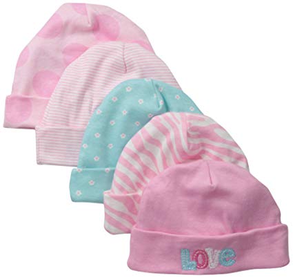 Gerber Baby Girls' 5 Pack Caps