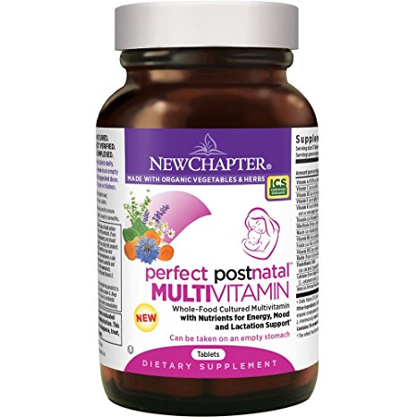 New Chapter Perfect Postnatal Vitamin, Lactation Supplement with Vitamin D3   B Vitamins   Organic Non-GMO Ingredients - 48 ct