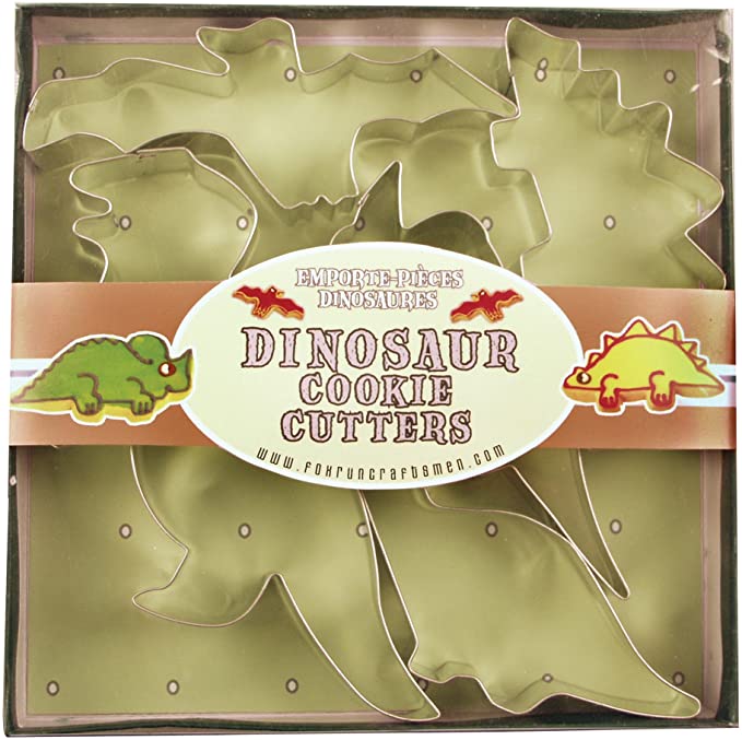 Fox Run Dinosaur Cookie Cutters, 1 x 6 x 2.5 inches, Metallic