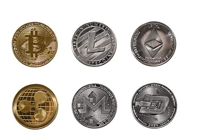 Crypto Coins (6 Pack) Bitcoin, Ethereum, Litecoin, Ripple, Monero, Dash (BTC ETH LTC XRP XMR DASH)