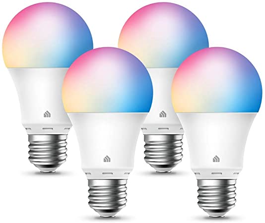 Kasa Smart Light Bulbs, Full Color Changing Dimmable Smart WiFi Bulbs Compatible with Alexa and Google Home, A19, 9W 800 Lumens,2.4Ghz only, No Hub Required, 4-Pack