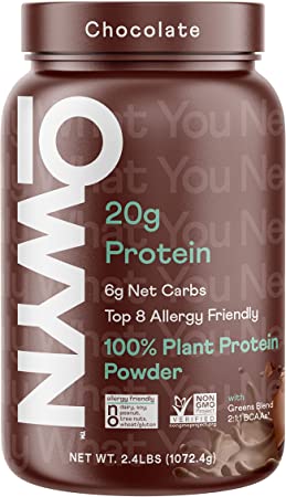 Owyn - 100% Vegan Plant-Based Protein Powder | Chocolate 2.4 lb Tub | Dairy-Free, Gluten-Free, Soy-Free, Allergy-Free, Vegetarian
