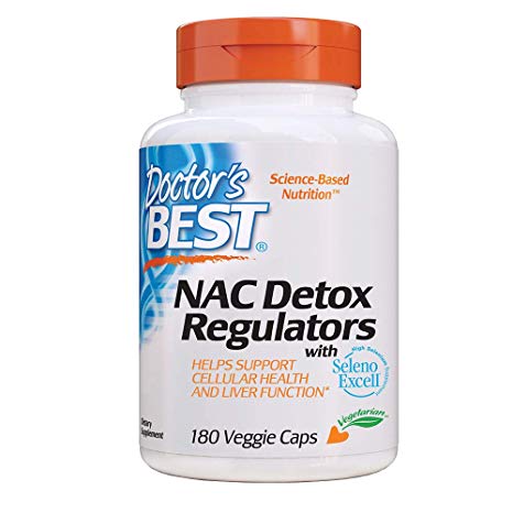 Doctor's Best Nac Detox Regulators with seleno excell, Non-GMO, Vegetarian, Gluten Free, Soy Free, 180 Veggie Caps, 180Count