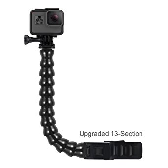 [Upgraded] Kupton Jaws Flex Clamp Mount with Adjustable Gooseneck 13-Section for GoPro Fusion/Hero 6/5/ Hero 5 Session/ Hero Session/ Hero 4/3 /3/2 Xiaomi Yi AKASO EK7000 SJ4000 SJ5000 Action Camera