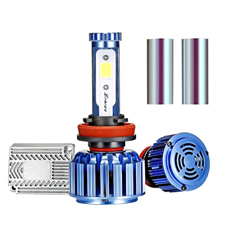 H11 LED Headlight Bulbs, H11 H8 H9 Led Conversion Kits Canbus 60W 6000LM 6000K Cool White CREE COB Headlamps with 3K Amber Color - Adjustable Beam - Plug and Play - 2 Yr Warranty