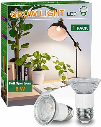 DOMMIA Plant Light for Indoor Plants, Full Spectrum LED Grow Light Bulb, Warmwhite Indoor Plant Lights, Easy Installation Small Grow Light Bulbs, E26 Plant Lamp for Low Light Plants, Small Pot Plants