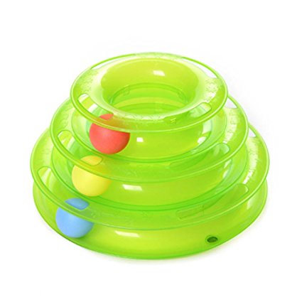 Patgoal Pet Three Levers Tower of Tracks Interactive Cat Toys Pet Ball Toys Amusement Plate