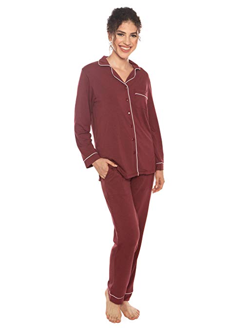 Women's Button-Up Long Sleeve Pajamas - Sleepwear Set by Texere (Classicomfort)