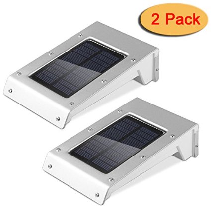 2 Pack Solar Lights, LONRIC Waterproof 20 LED Solar Powered Security Motion Sensor Light with Dim Light Mode for Outside Wall Yard Patio Deck Stairs Driveway