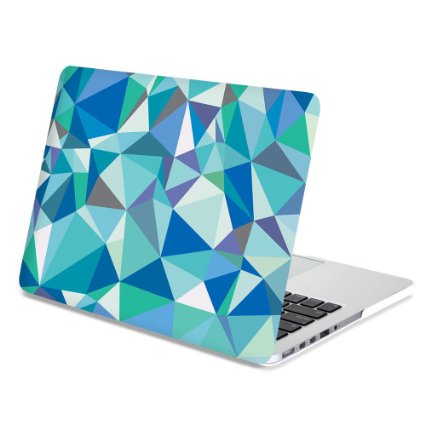 Macbook Air 13 Case, GMYLE Hard Case Print Frosted for MacBook Air 13 inch (Model: A1369 and A1466) - Blue Geometric Pattern Rubber Coated Hard Shell Case Cover