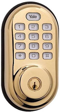 Yale Real Living Electronic Push Button Deadbolt Fully Motorized with Zwave Technology, Polished Brass