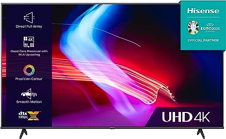 Hisense 43 Inch VIDAA Smart TV 43A6KTUK - Dolby Vision, Pixel Tuning, Voice Remote, Share to TV, and Youtube, Freeview Play, Netflix and Disney (2023 New Model), Black