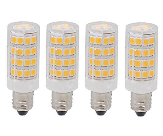 led e11 led light bulbs mini Candelabra base 120V jd t4 led light bulbs 4.5w, 50W halogen bulbs replacement Warm white, Ceiling fan light-pack of 4 (Warm White 3000K)