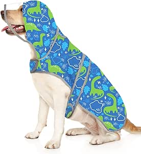 HDE Dog Raincoat with Clear Hood Poncho Rain Jacket for Small Medium Large Dogs Dinosaurs - XXL