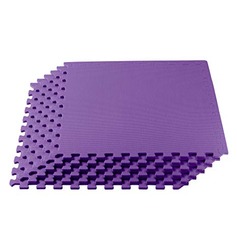 We Sell Mats Multipurpose Exercise Floor Mat with EVA Foam, Interlocking Tiles, Anti-Fatigue, for Home or Gym, 24 x 24 x 3/8 Inches