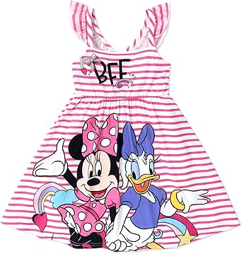 Disney Mickey and Friends Minnie Dress for Toddler Girls Stripe Girls Dress Ruffle Sleeve Toddler Sundress