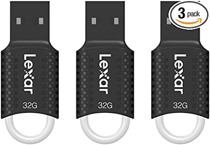 Lexar JumpDrive V40 32GB USB 2.0 Flash Drive, 3-Pack Black (LJDV040032G-B3BNU)