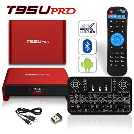 Latest 2017 Model BPSMedia T95U Android 7.1 Bluetooth TV Box 3GB / 32GB Amlogic S912 64 Bits Octa Core and Supporting 4K (60Hz) Full HD /H.265 /WiFi 2.4/5GHz /FREE WIRELESS KEYBOARD