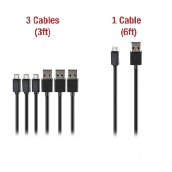 Zakix® 4 Pack, Premium Micro USB Cable Pack - 3 x 3FT & 1 x 6FT Cables - High Speed USB 2.0 Type A to Micro B - Sync and Charge Samsung Galaxy, HTC, Motorola & LG Smartphones, Android Tablets & Phones