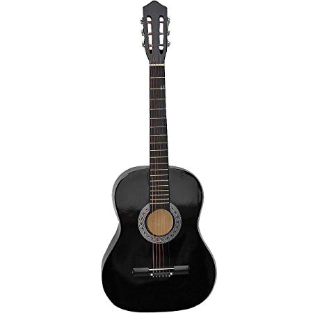 Super buy Acoustic Guitar W/Guitar Case Strap Tuner Pick For New Beginners Black
