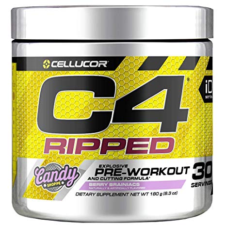 Cellucor C4 Ripped Pre Workout Powder, Thermogenic Fat Burner & Metabolism Booster for Men & Women with Green Coffee Bean Extract, Berry Brainiacs, 30 Servings