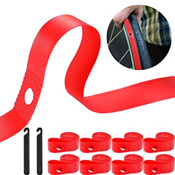 8 Pieces 26 Inch Rim Strip Bicycle Rim Tape Bike Inner Tube Bike High Pressure Tire Proof with 2 Packs Bicycle Tire Lever