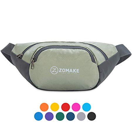 ZOMAKE Fanny Pack Water Resistant Waist Bag for Men Women Outdoors Workout Travel Casual Hiking Cycling with Large Compartment