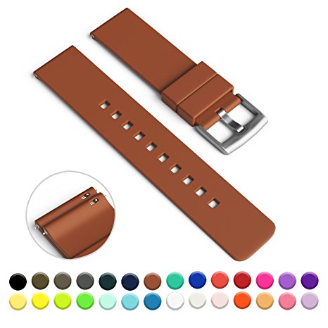 GadgetWraps 20mm Silicone Watch Strap / Band with Quick Release Pins (Light Brown, 20mm)