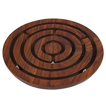 Wooden Labyrinth Board Game Ball in Maze Puzzle Handcrafted in India by ShalinIndia