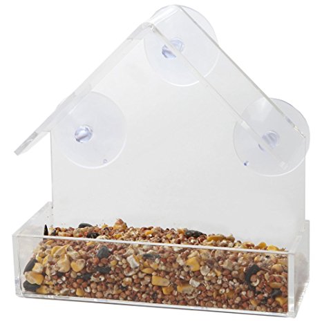 Home-X Window Bird Feeder House, Acrylic Window Bird Feeder with Strong Suction Cups