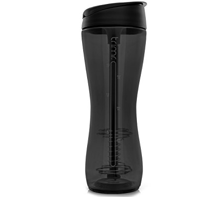 TRIMR Duo, 24oz Black Shaker Bottle BPA-Free Straw Hydration Protein Shakes Cup