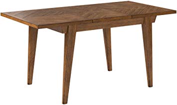 Rivet Ian Modern Medium Dining Kitchen Table, Expandable, 60-80"W, Brown