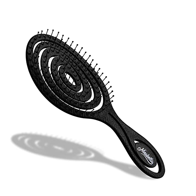 Ninabella Organic Detangling Hair Brush for Women, Men & Children - Does not Pull on Hair - Hair Straightening Brushes for Straight, Curly & Wet Hair - Unique Spiral Hairbrush