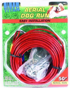 Titan Aerial Dog Run Dog Trolley Tie Out Cable System 65533 50 feet